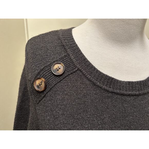 Pink Clover Women's Gray Long Sleeve Pullover Sweater Button Folded Cuff-Size L - Picture 4 of 8